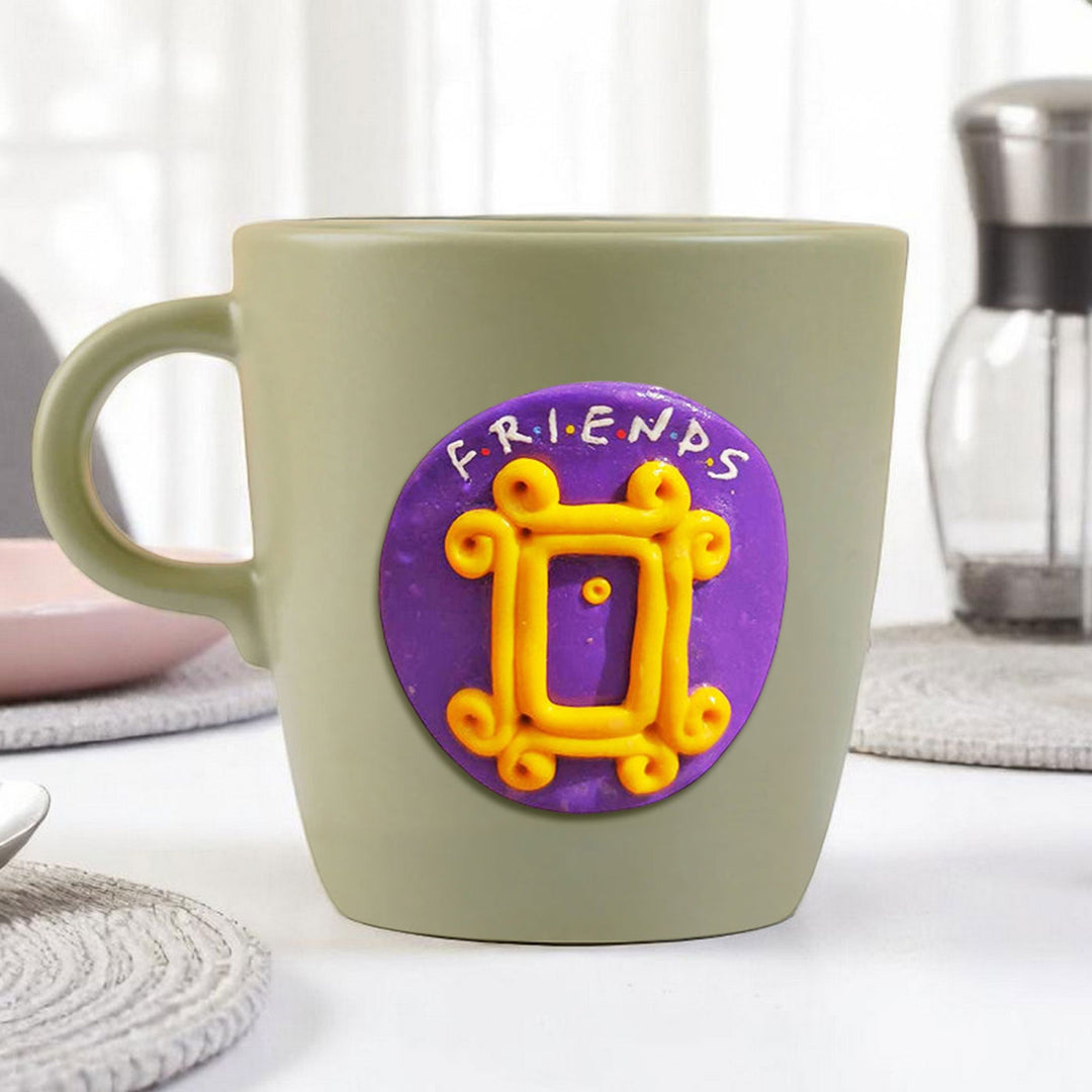 Hand-Painted Polymer Clay Friends Theme Ceramic Mug