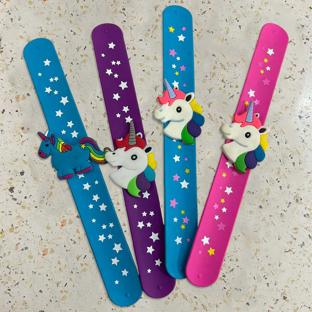 Handmade Unicorn Head Slap Band Kids Rakhi With Roli Chawal - Group Display of Multiple Designs
