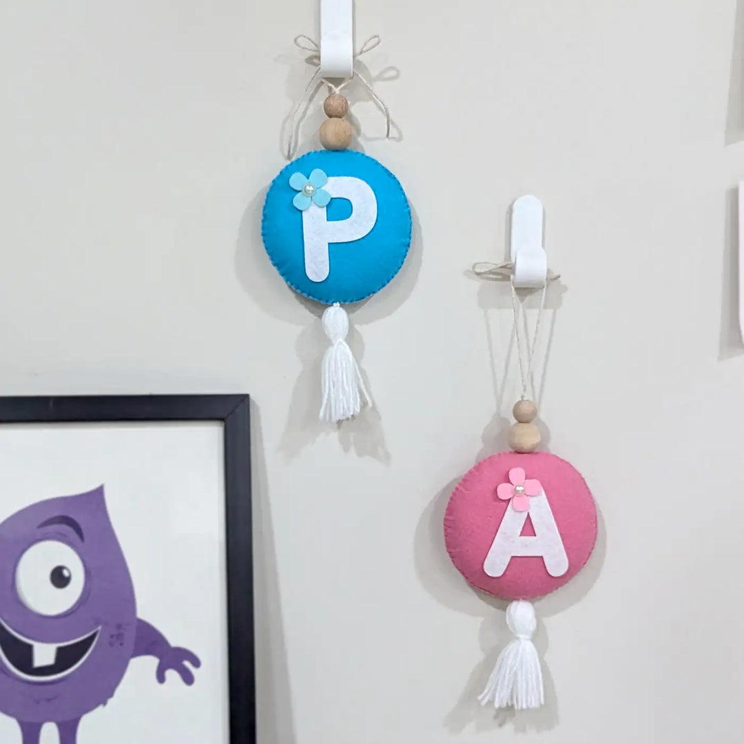 Personalized Round Monogram Felt Hanging With Tassel