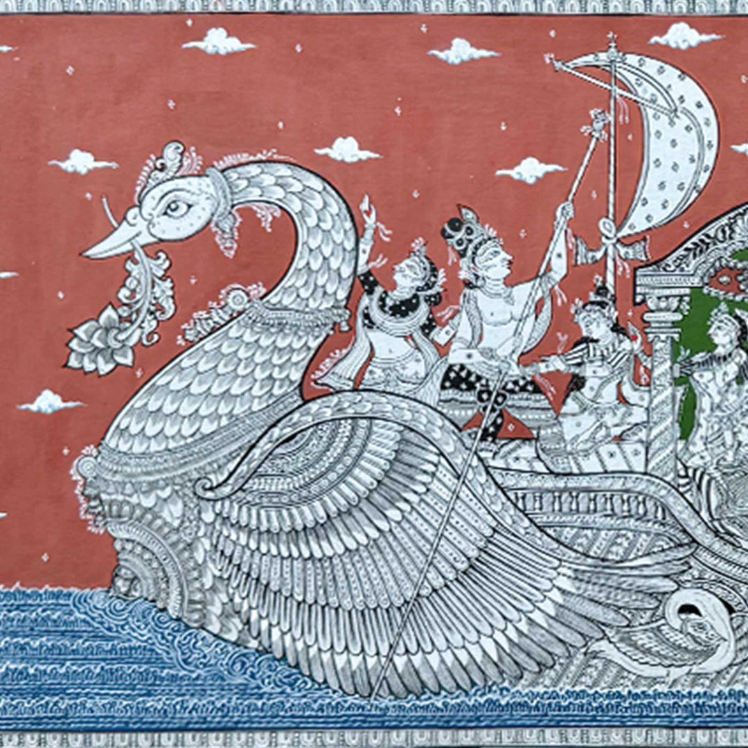 44 x 20 Inch | Handmade Canvas Naukavihaar Painting