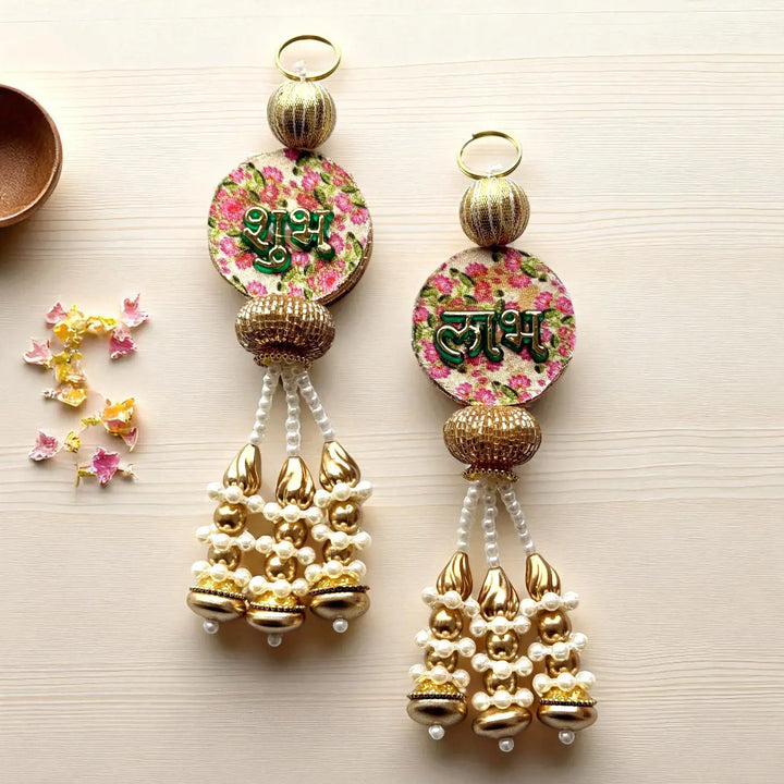 2 Pc | Handmade Beaded Floral Shubh Labh Hangings