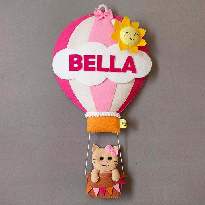 Hand-stitched Hot Air Balloon Felt Kids Nameplate