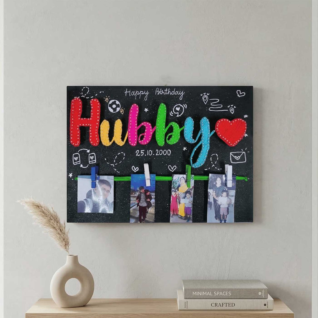 Photo Personalized String Art Hubby Theme Wooden Name Plate