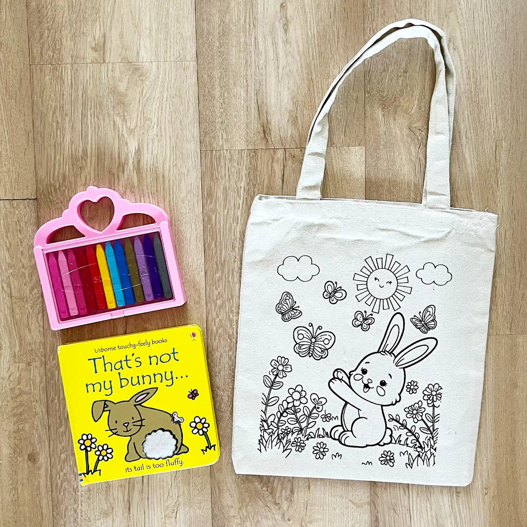 DIY Colour It Yourself Bunny Cotton Kids Tote Bag