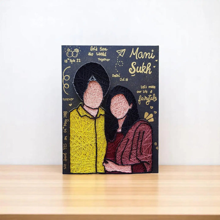 Photo Personalized Handmade String Art Punjabi Couples Theme MDF Wood Decorative Plaque