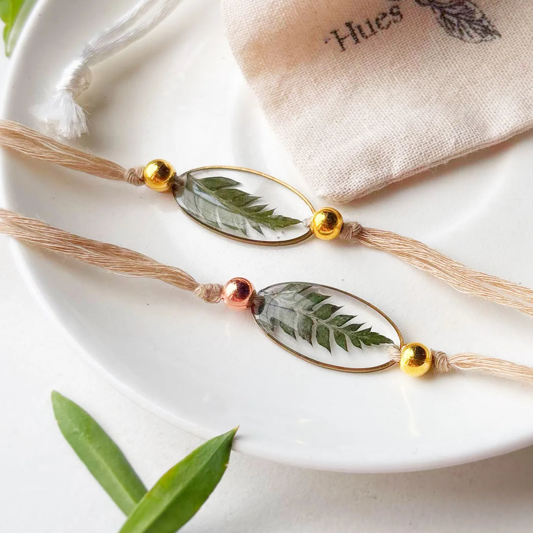 Handmade Preserved Flower Sukoon Wilderness Resin Rakhi With Roli Chawal | 1 Pc