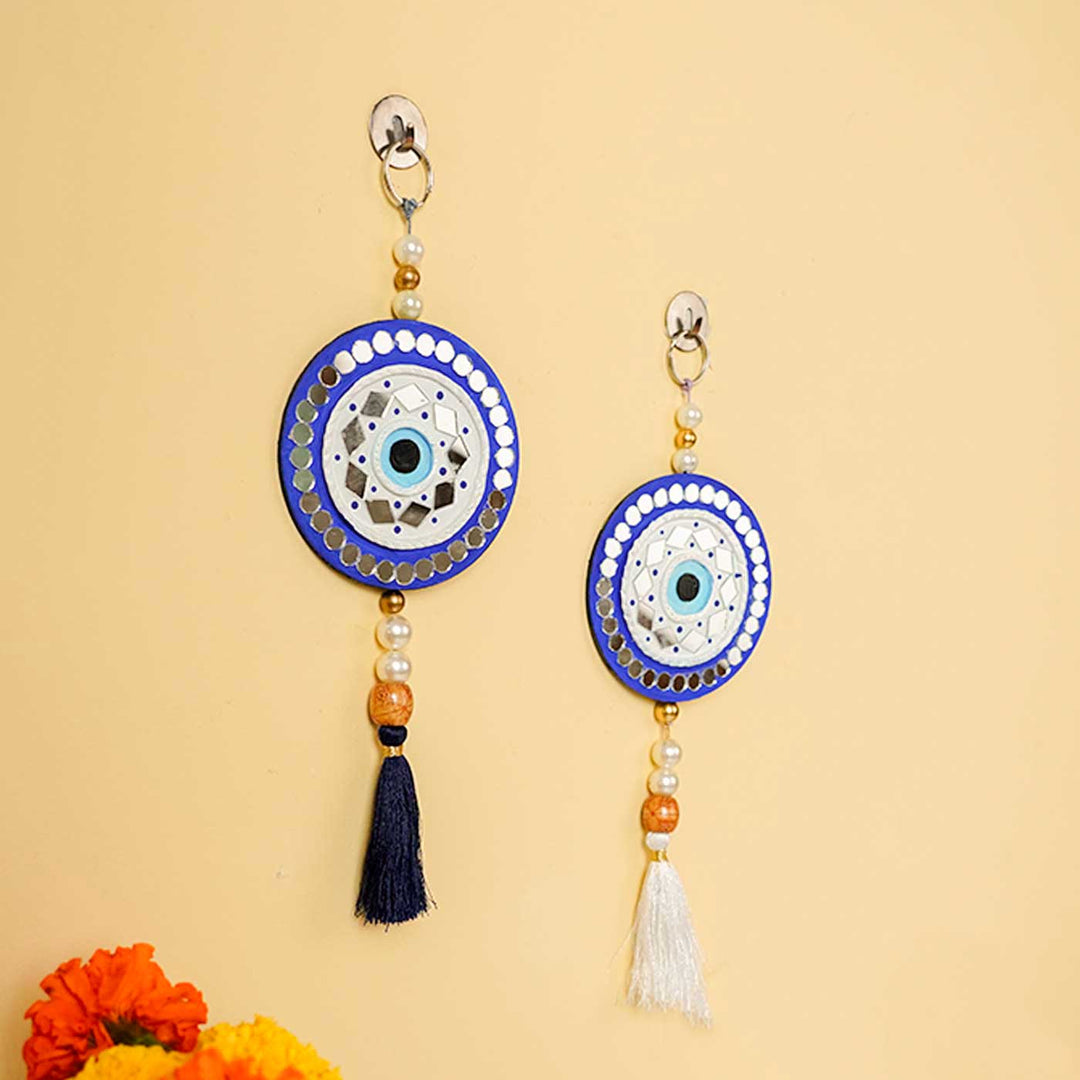 2 Pc | Handmade Evil Eye Wooden Hanging