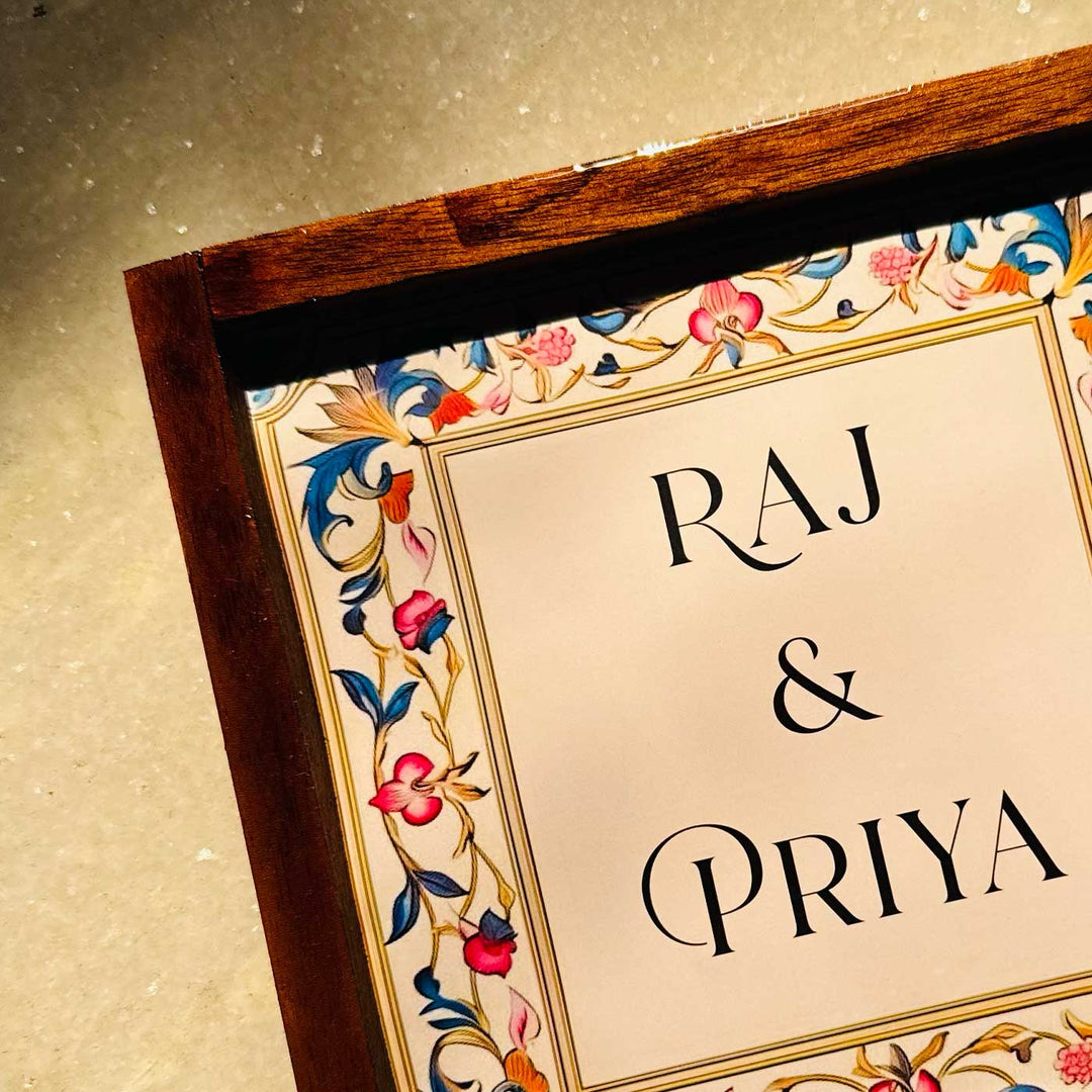 Blooming Floral Personalized Resin Wooden Frame Name Plate