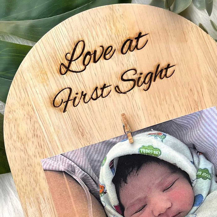 Photo Personalized Laser Cut "Love At First Sight" Wooden Decorative Plaque