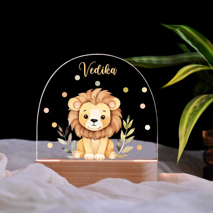 Personalized Lion Theme Acrylic LED Table Lamp For Kids