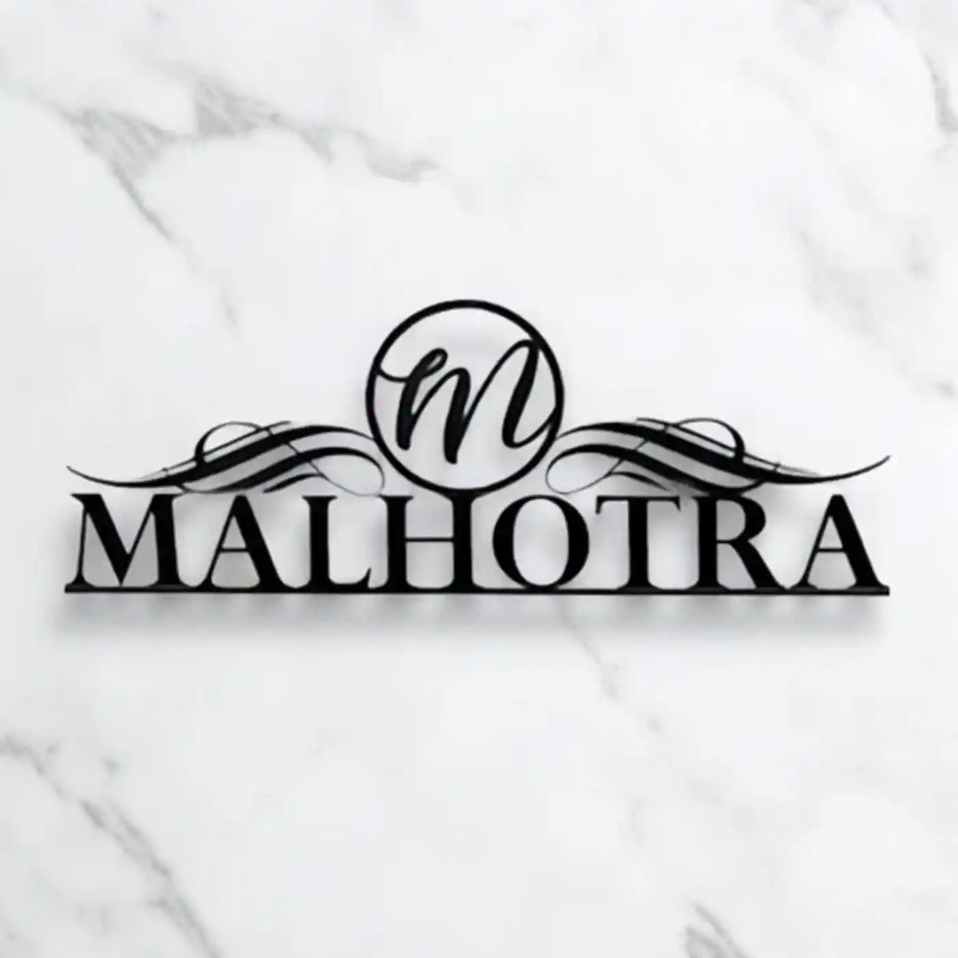 Personalized Laser Cut Minimal Black Metal Name Plate