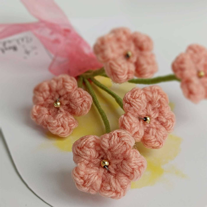 Handmade Crochet 3D Peach Floral Greeting Card