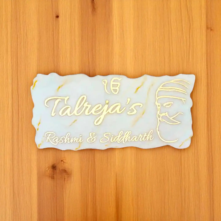 Personalized Ik Onkar Theme Resin Name Plate