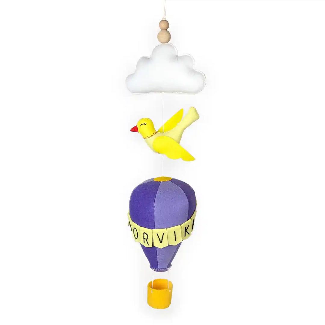 Personalized Handmade Hot Air Balloon Theme Felt Kids Name Plate
