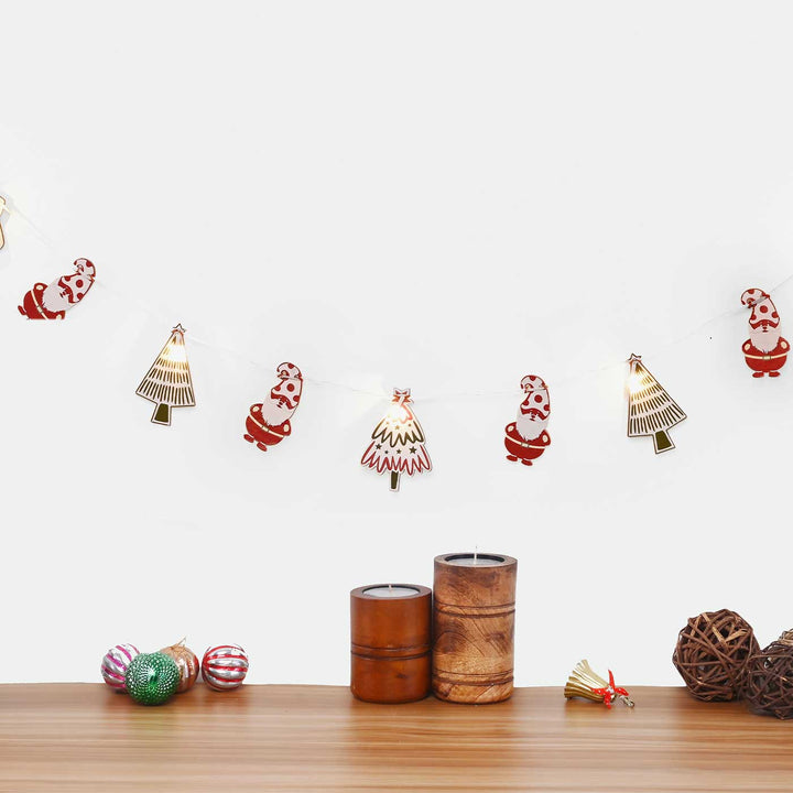 3 m, 14 Bulbs | Decorative Pine Wood Santa & Gloves & Tree LED Fairy Light