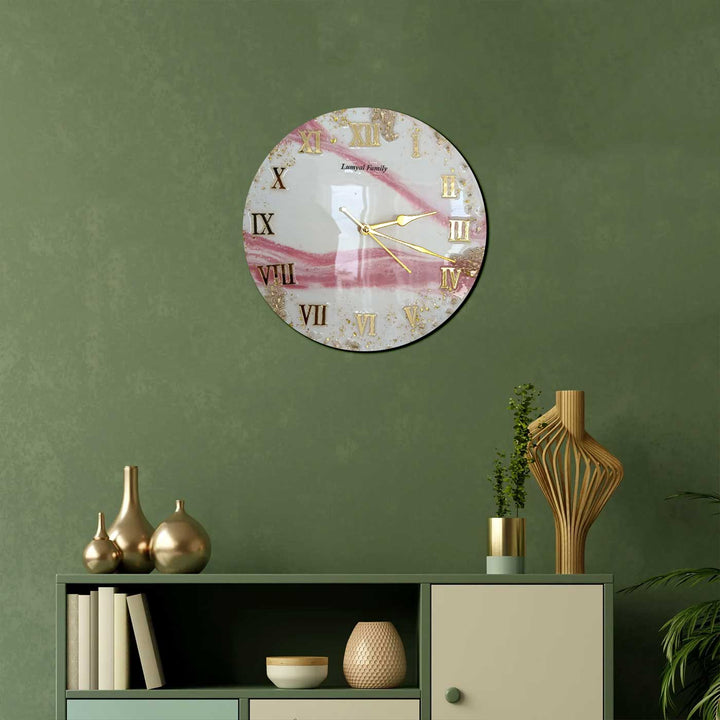 Personalized Handmade Pink & White Resin Wall Clock