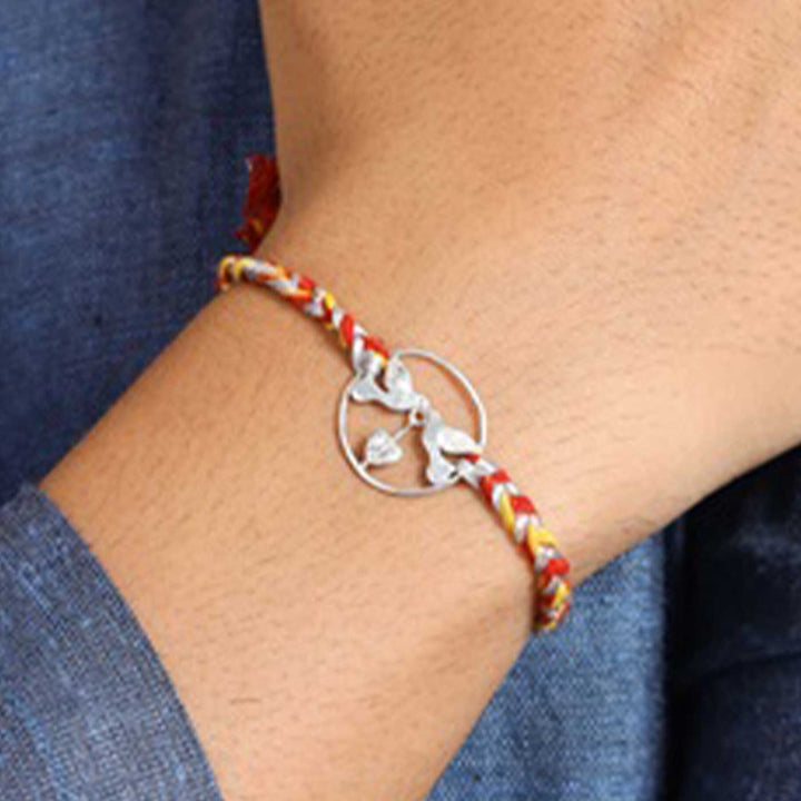 Handmade Dove Design Silver Rakhi For Brother - Worn on Wrist