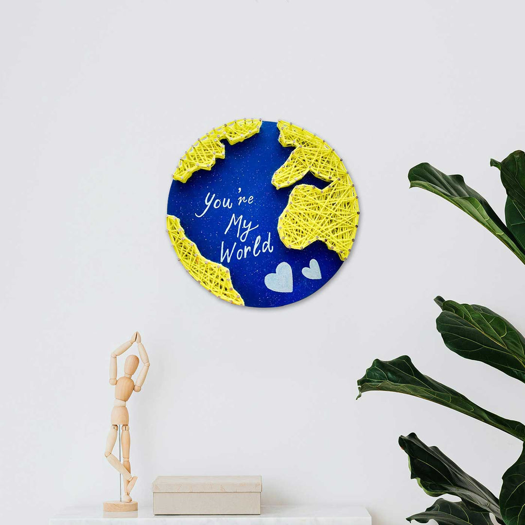 Personalized Handmade String Art My World Theme Wooden Decorative Plaque