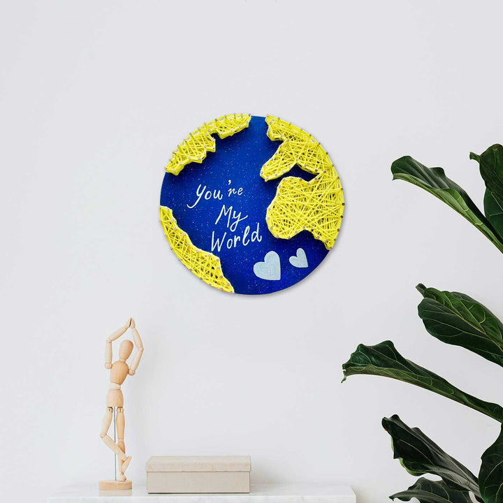 Personalized Handmade String Art My World Theme Wooden Decorative Plaque