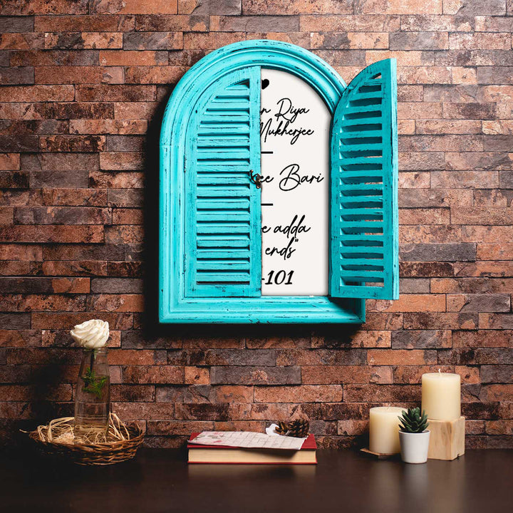 16x22 in | Arched Vintage Window Personalised Distress Finish Pine Wood Nameplate
