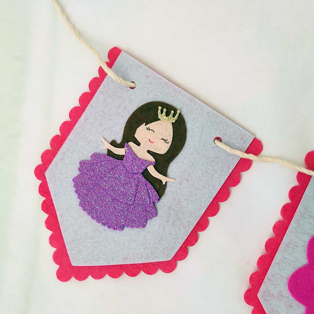 Handmade Princess Theme Felt Happy Birthday Banner