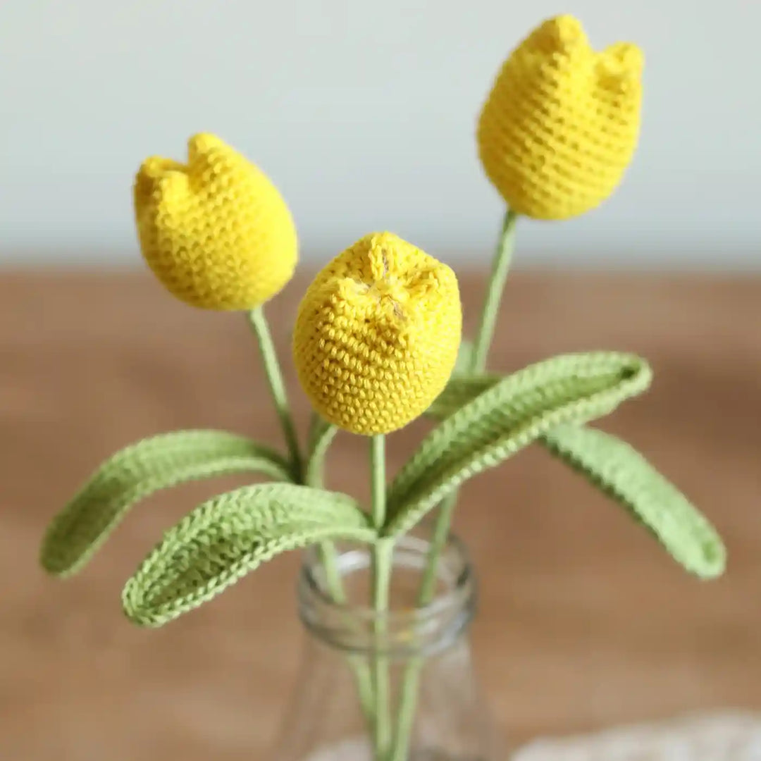 Handmade Crochet Tulips Cotton Flower Stick | Pack Of 1
