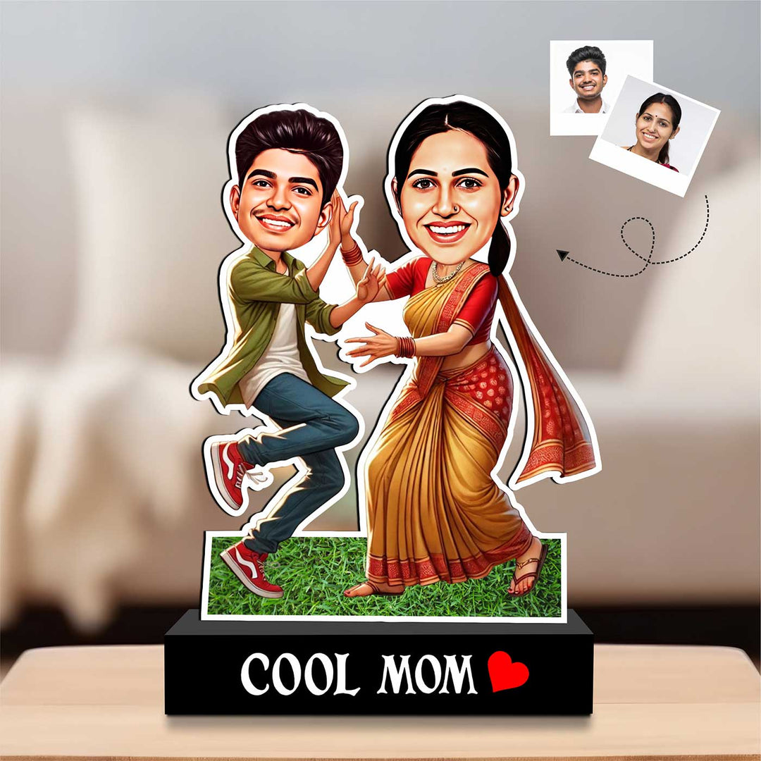 Photo Personalized "Cool Mom" MDF Wood Caricature Cutout For Mothers