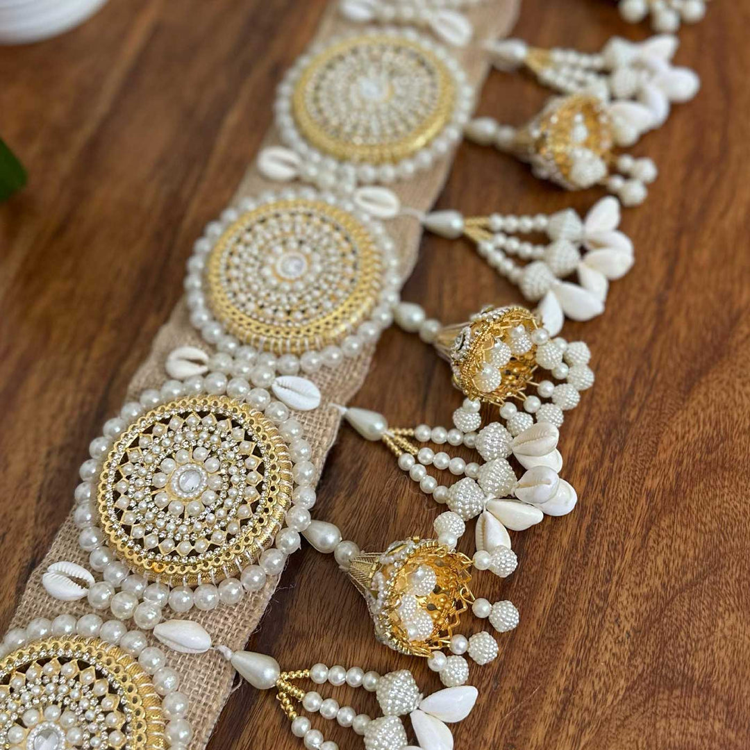 40 In | Handmade Beaded Pearl Design Jute Toran