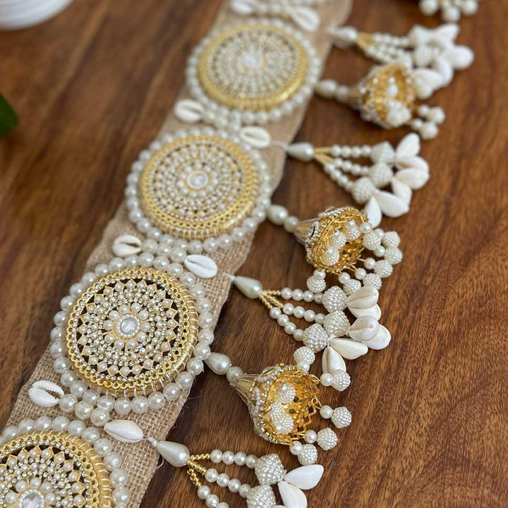 40 In | Handmade Beaded Pearl Design Jute Toran