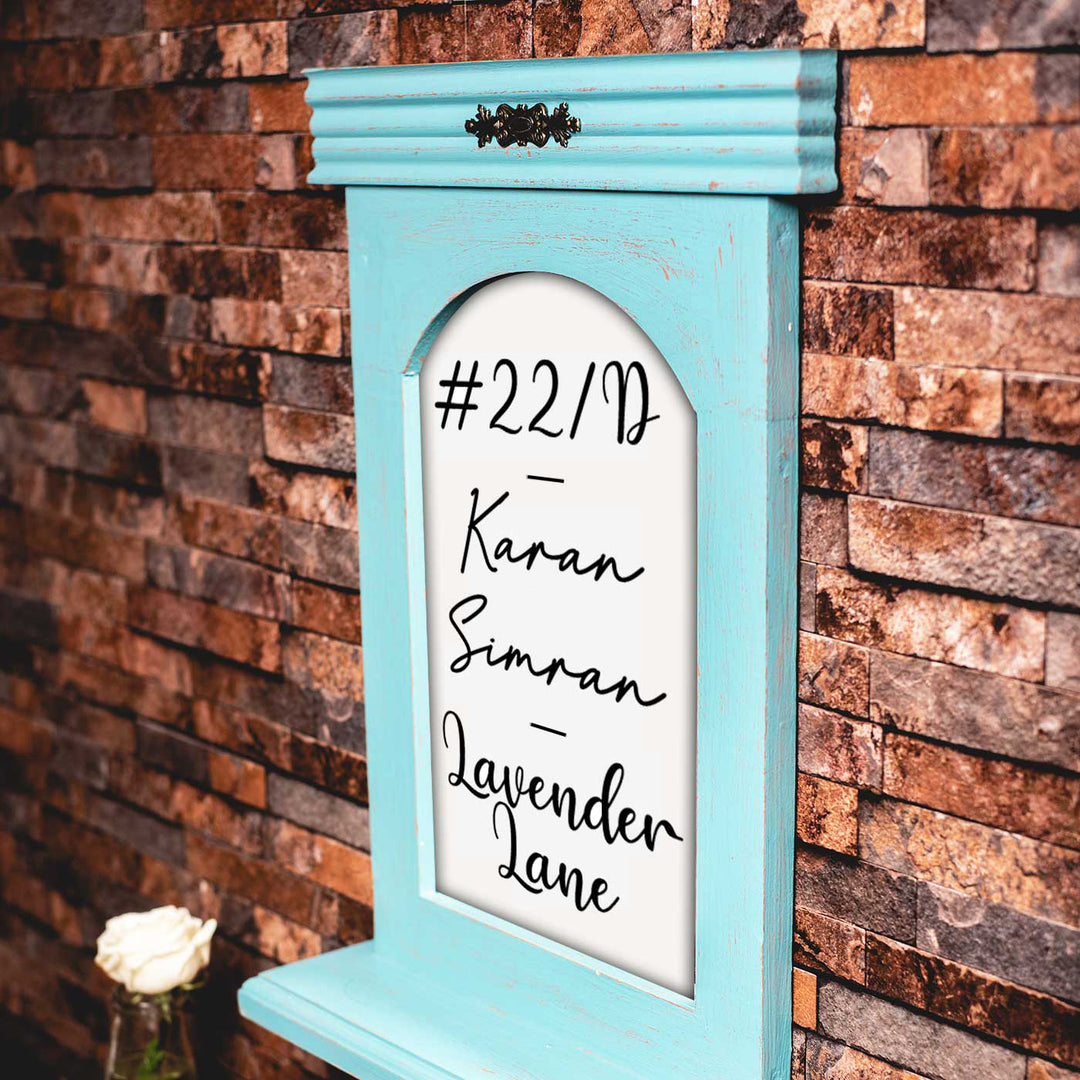 14x22 in | Vintage Personalised Nameplate Distress Finish Pine Wood Nameplate With Shelf