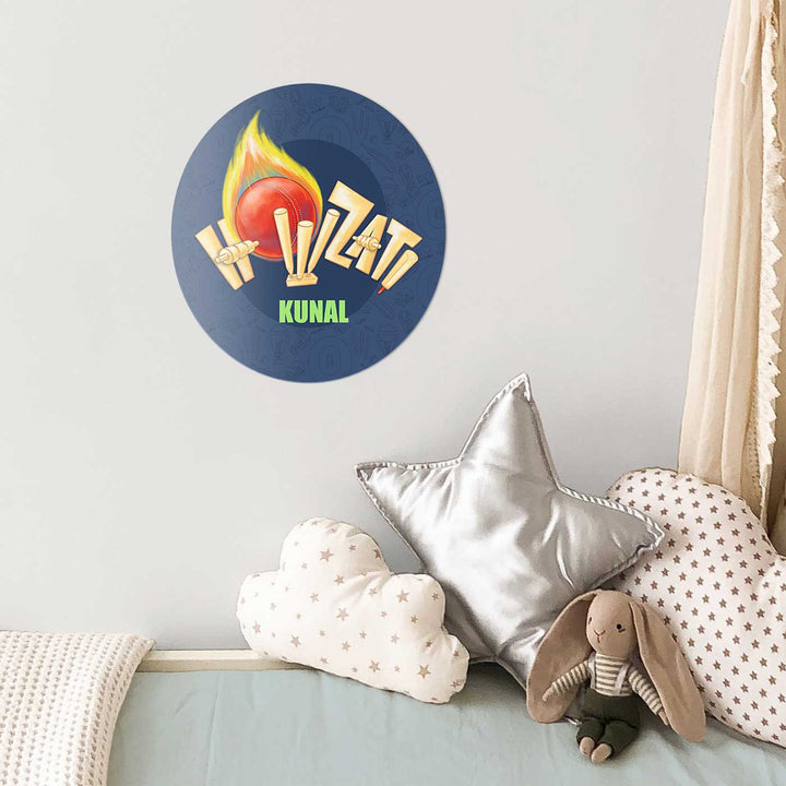 Personalized Cricket Buzz Theme Acrylic Kids Name Plate - Wall Mounted with Room Decor