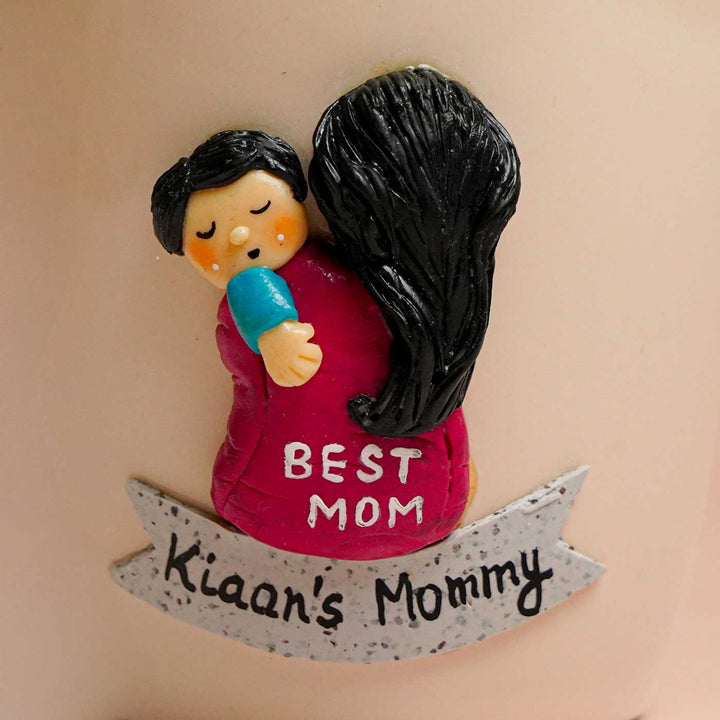 Personalized Hand-Painted Polymer Clay Best Mom Theme Ceramic Mug