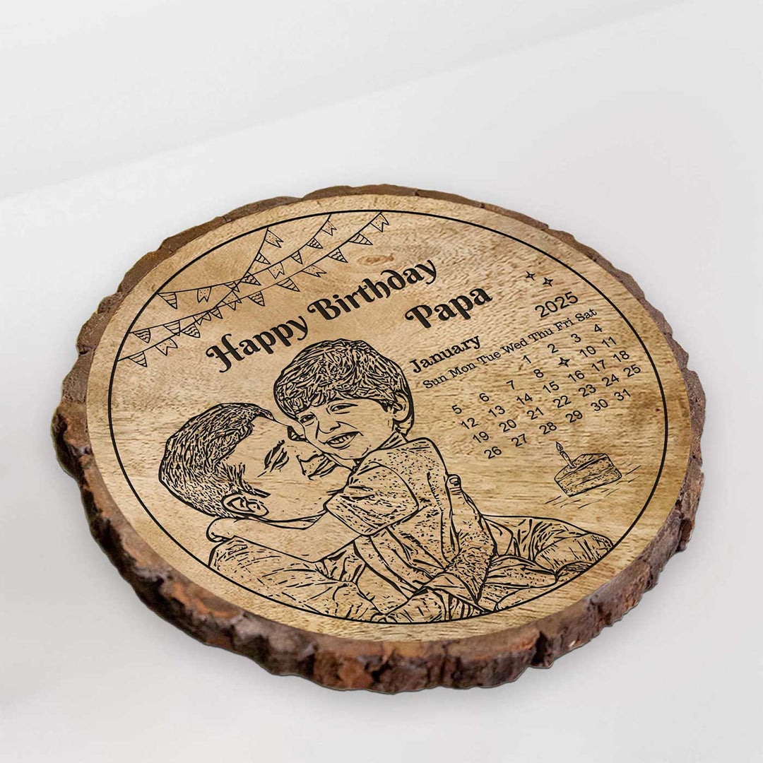 Photo Personalized Engraved Birthday Theme Mangowood Decorative Plaque With Stand
