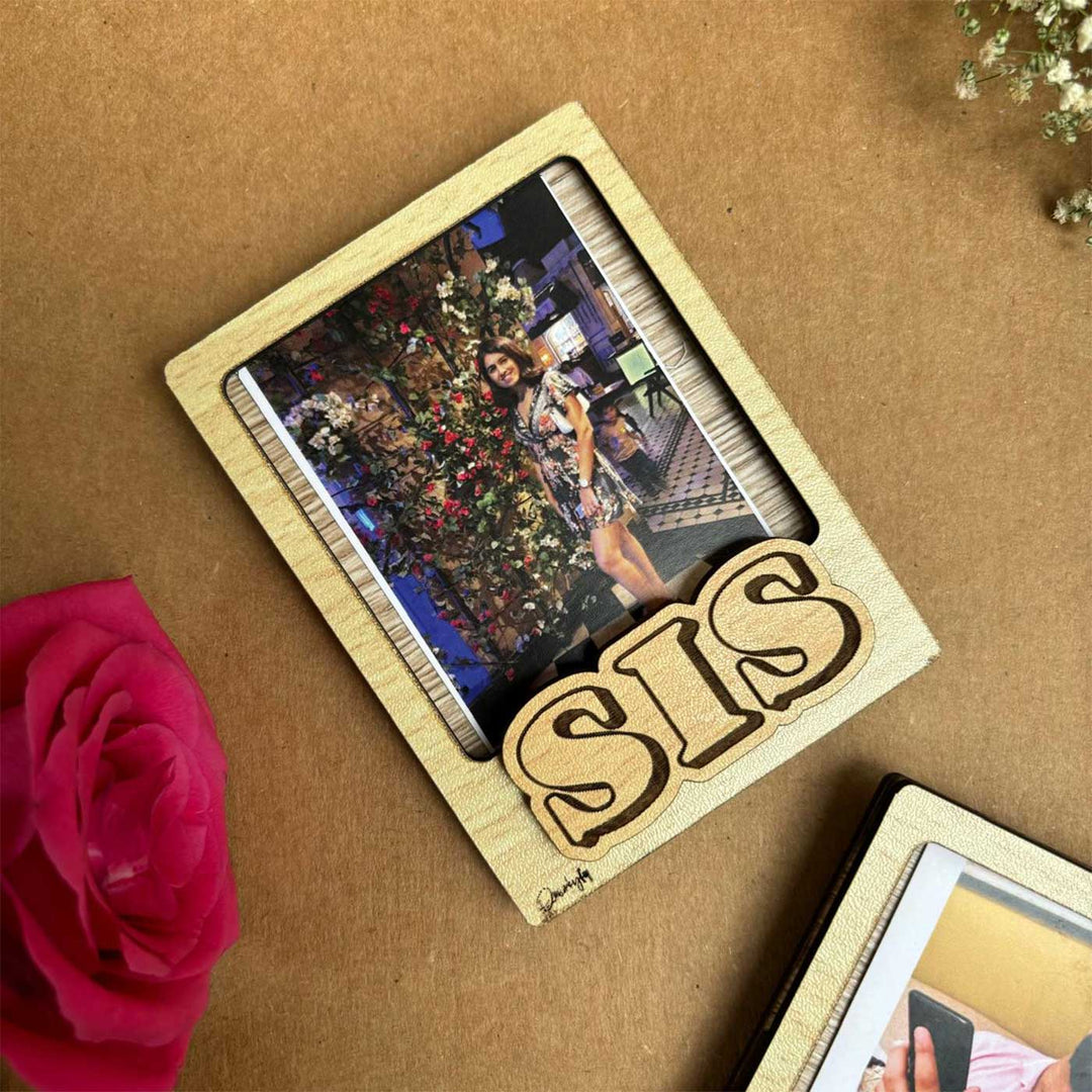 Photo Personalized Sibling Theme Wooden Fridge Magnet | Set of 2