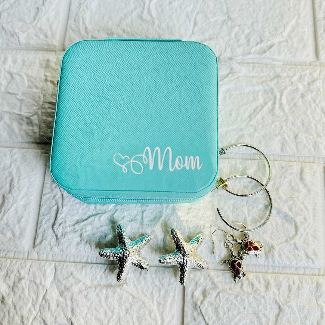 Personalized Handmade Faux Leather Jewellery Organiser With Glass Bottle For Mothers