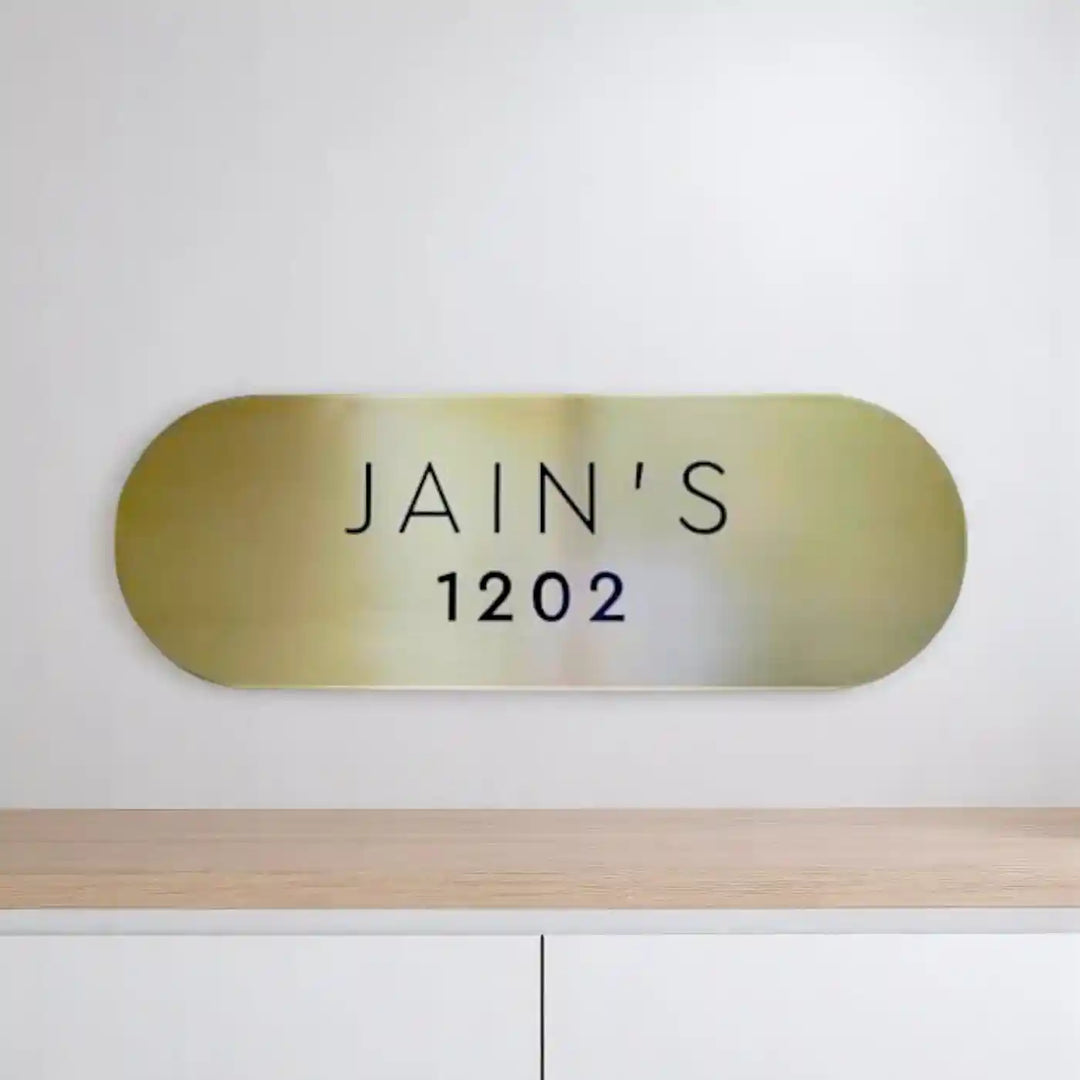 Personalized Minimal Oval Design Brass Name Plate