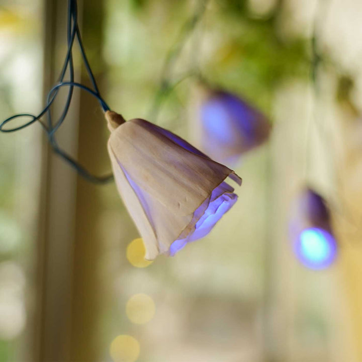 10m, 40 Bulbs | Handmade Blue Sholapith Flower String LED Fairy Light