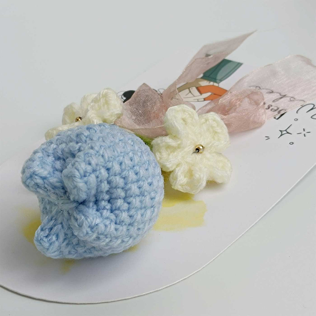 Handmade Crochet 3D Blue Tulip Greeting Card