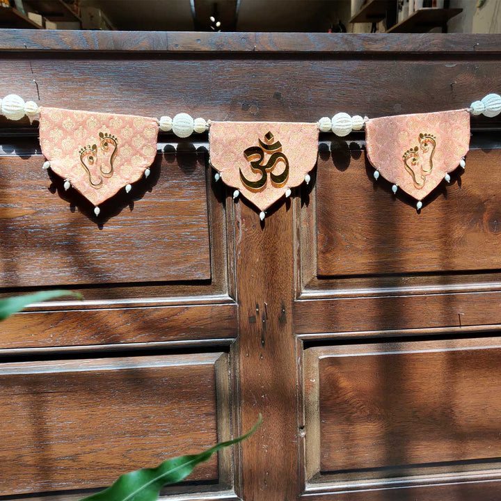 43 In | Handmade Reversible Pink And Green Brocade Toran