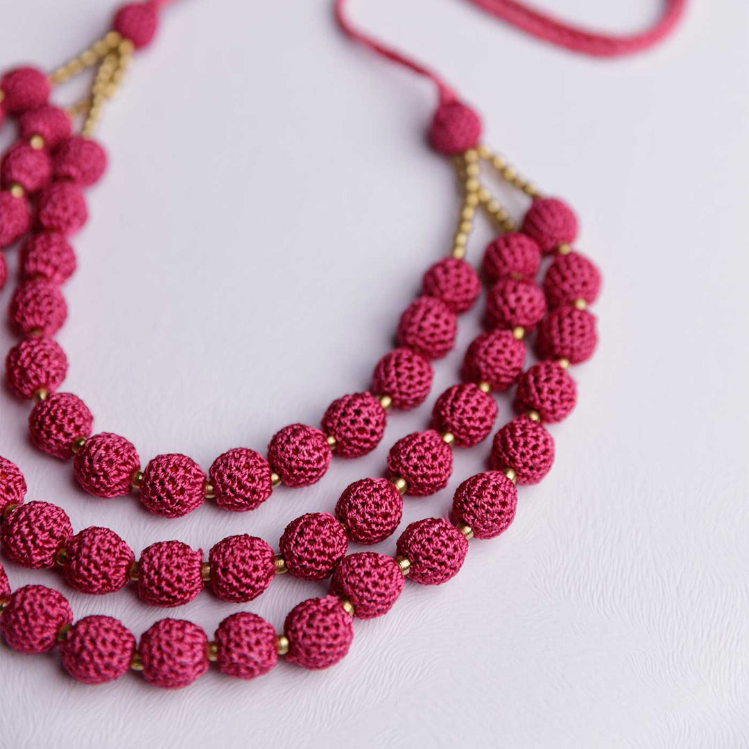 Handmade Crochet Magenta Roop Necklace