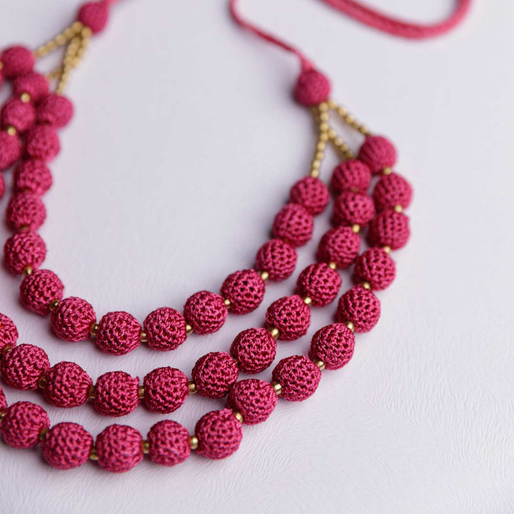 Handmade Crochet Magenta Roop Necklace