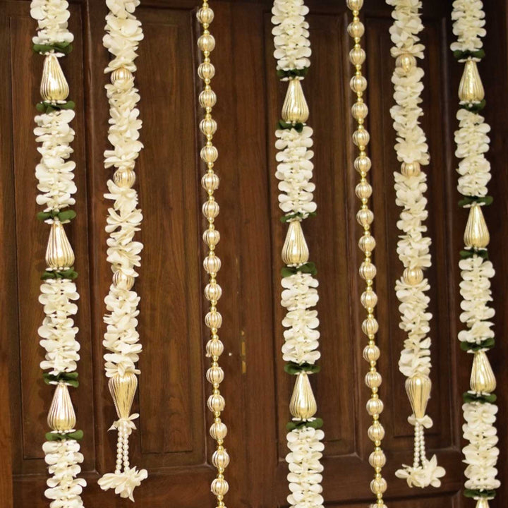 9 Pc | Phool & Gota Hanging Set With Pearl Tassels & Bells