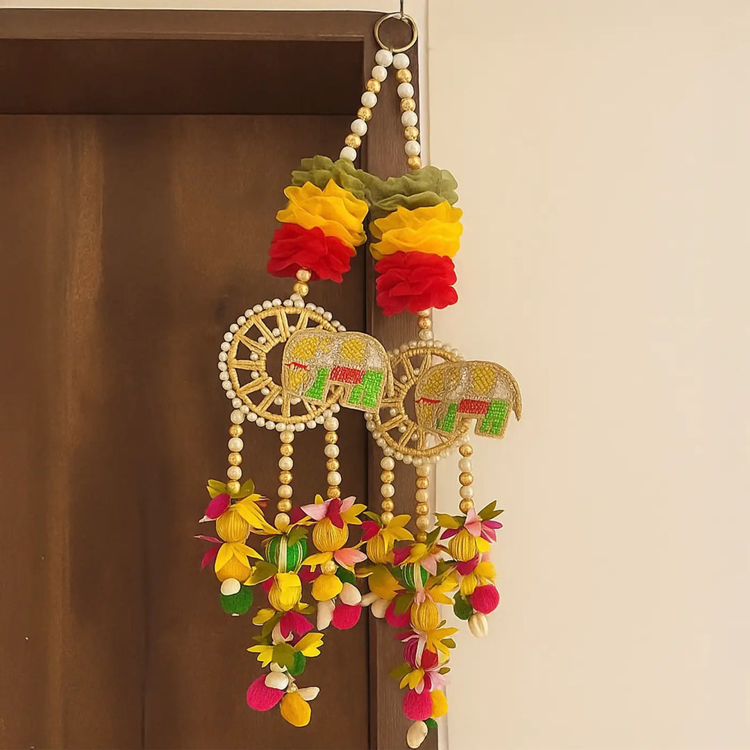 2 Pc | Handmade Decorative Floral Elephant Hanging