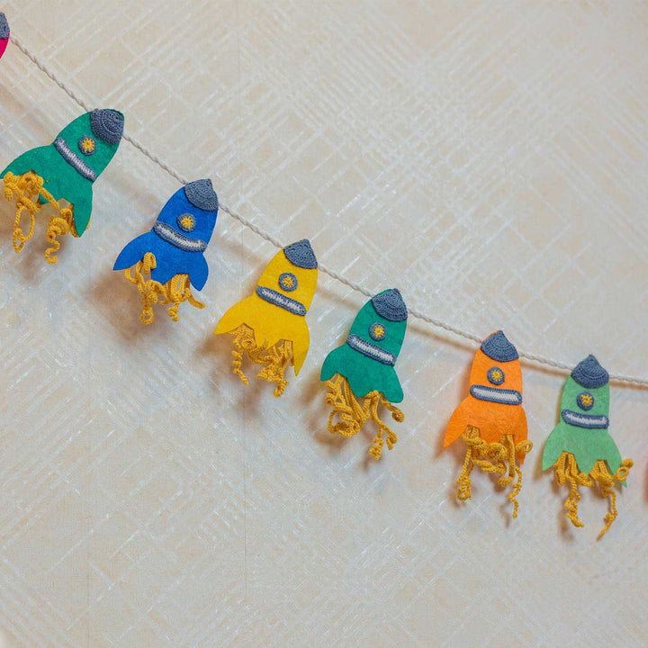 Handmade Crochet Fly Me To The Moon Design Bunting