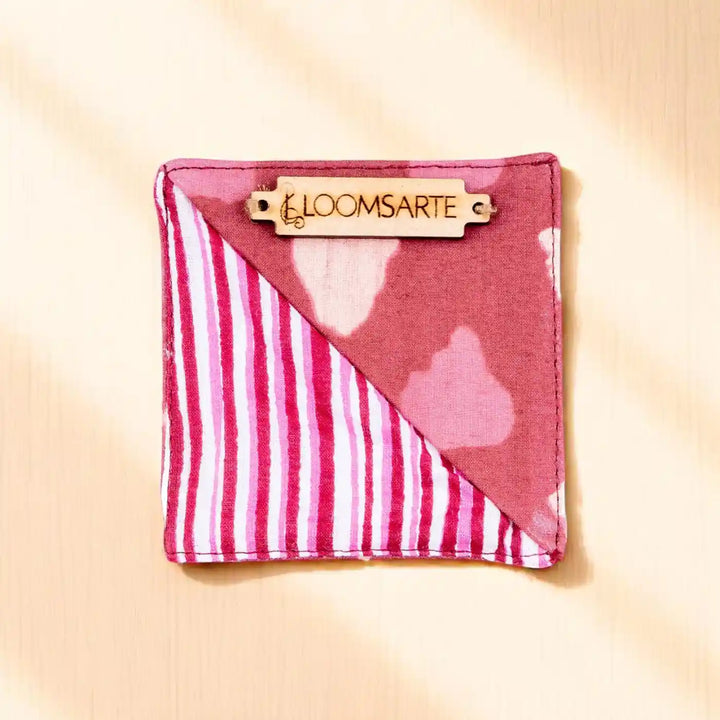 Handmade Red Bagru Cotton Ecofriendly Square Bookmark Traditional Charm | 3 x 3 inch