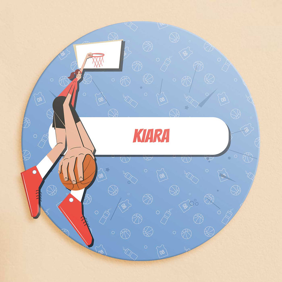 Personalized Basketball Fever Girl Theme Acrylic Kids Name Plate - Name Personalization Example
