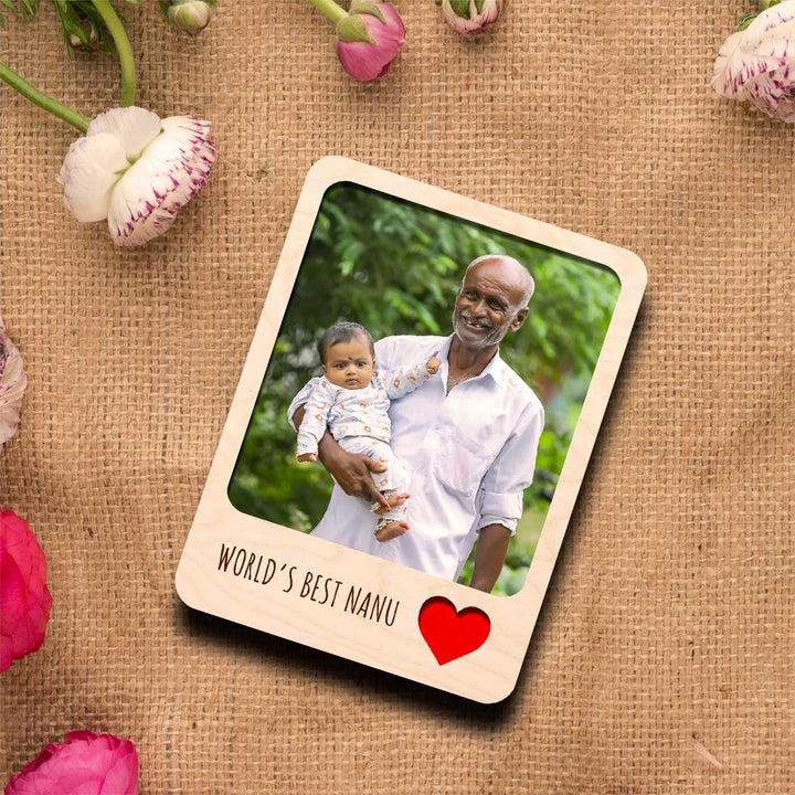 Photo Personalized Printed Grand Parents & Grand Children Wooden Fridge Magnet