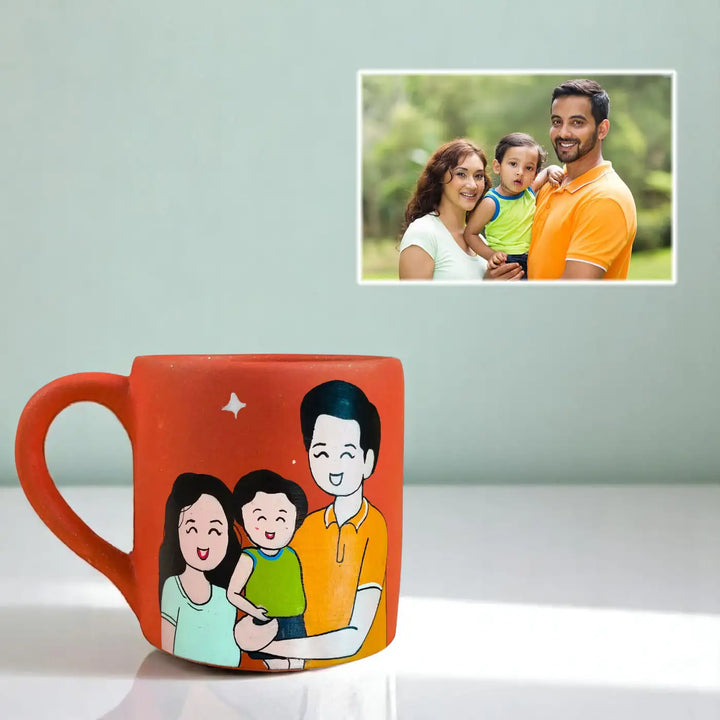 Photo Personalized Hand-Painted Family Design Terracotta Mug