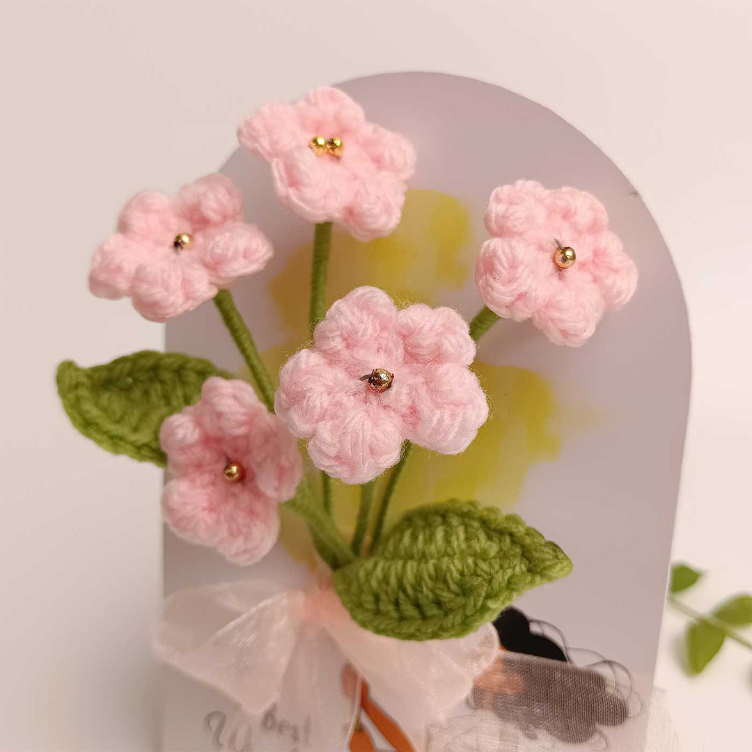 Handmade Crochet 3D Light Pink Floral Greeting Card