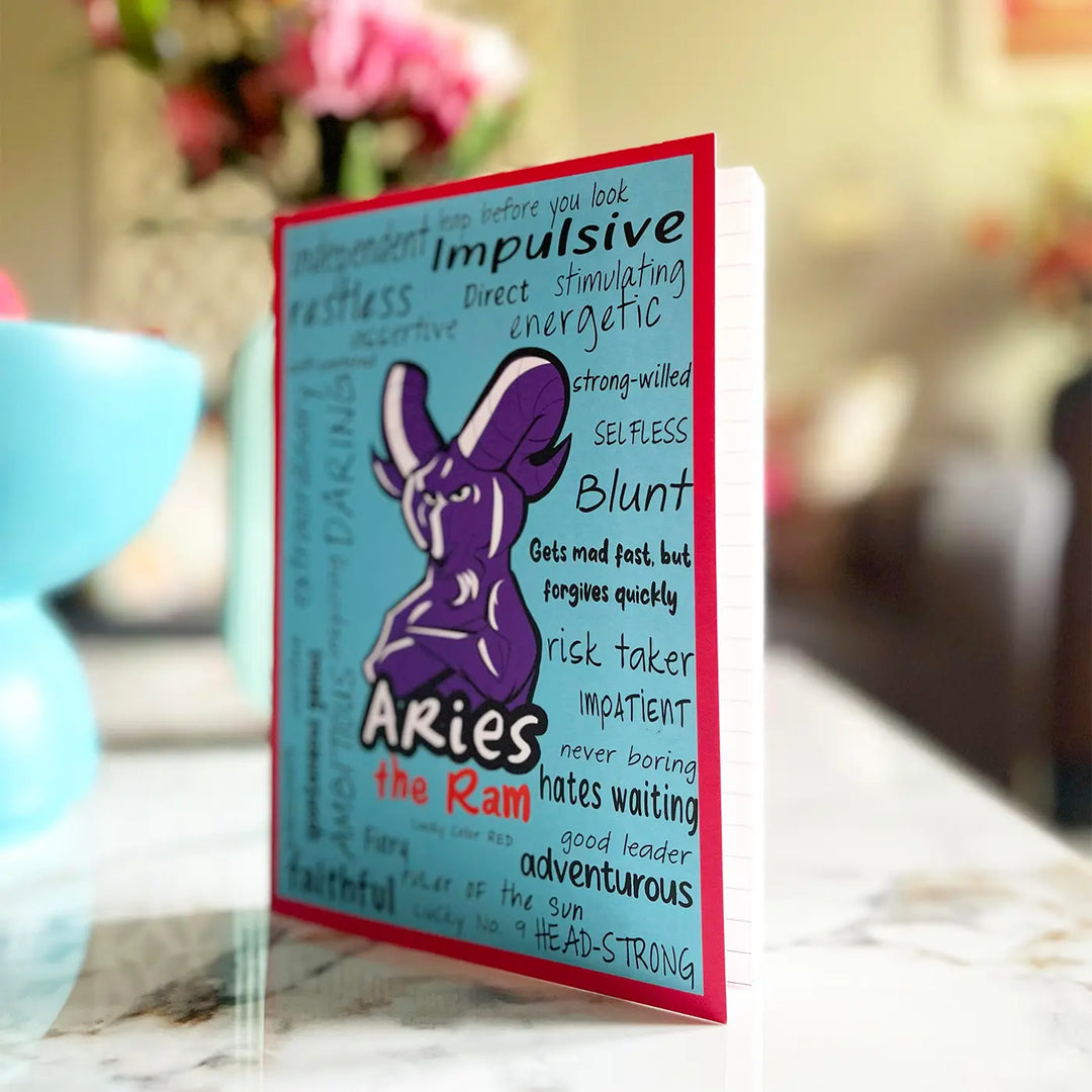 Printed Aries Theme Ruled Notebook | A5 | 50 Pages